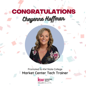 Congratulations to Cheyenne for being promoted as Market Center Tech Trainer at Keller William Advantage Realty. We are thrilled to start this new adventure with you! photo