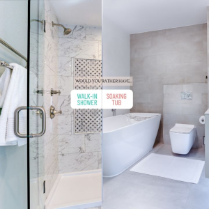 Would you rather have a walk-in shower or soaking tub? photo